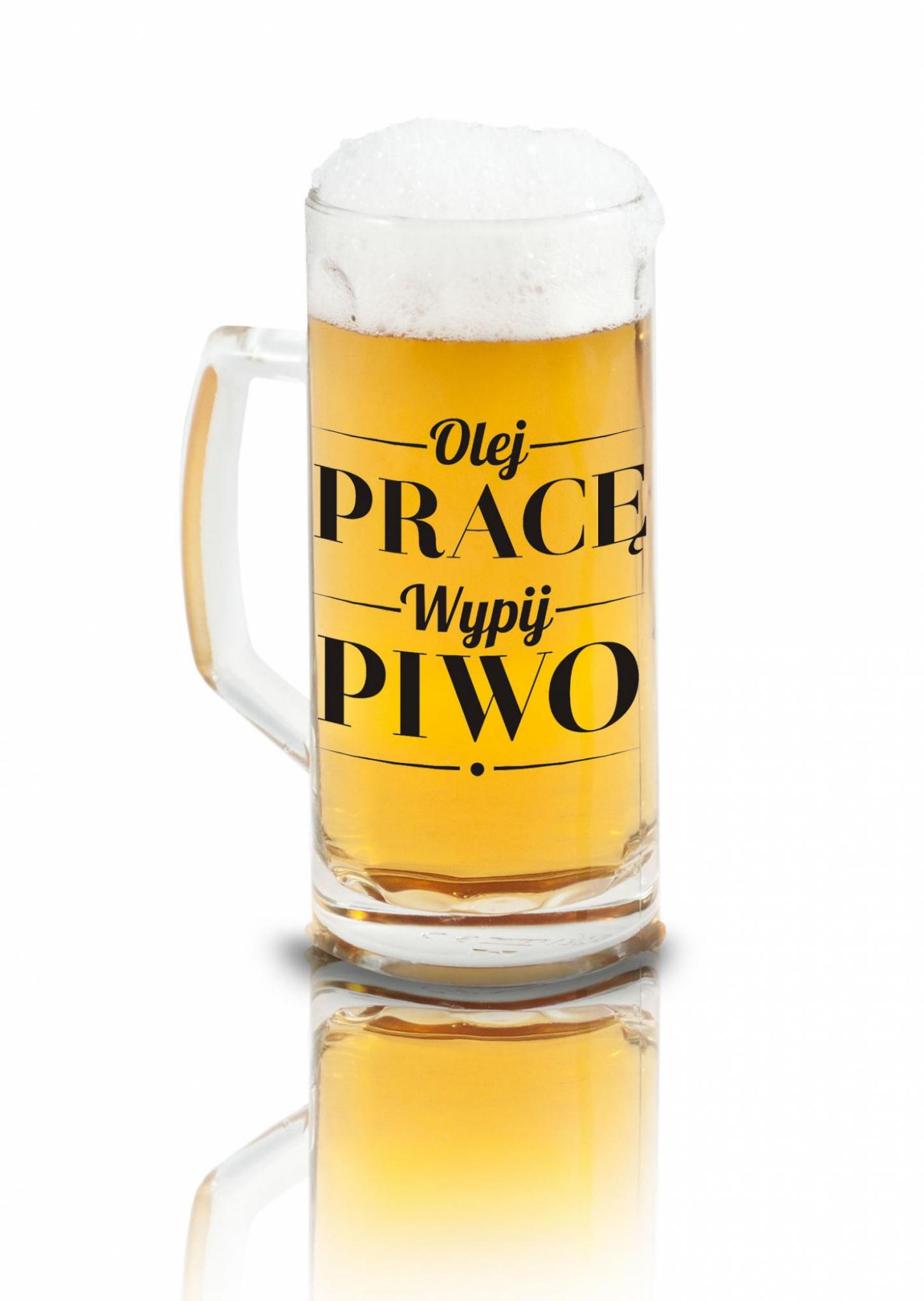 KUFEL BERNA Z NAPISEM 500ml OLEJ PRACĘ, WYPIJ PIWO