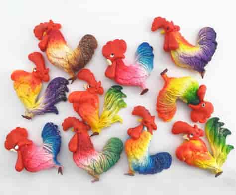 MAGNESY NA LODÓWKĘ Z MODELINY 04 10szt KOGUTY