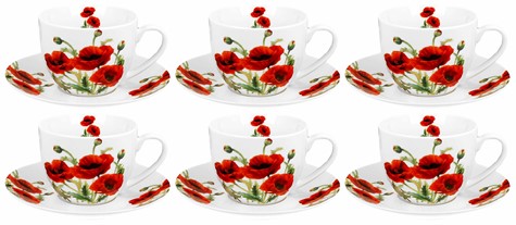 CLASSIC POPPIES KOMPLET FILIŻANEK 6+6 280ml