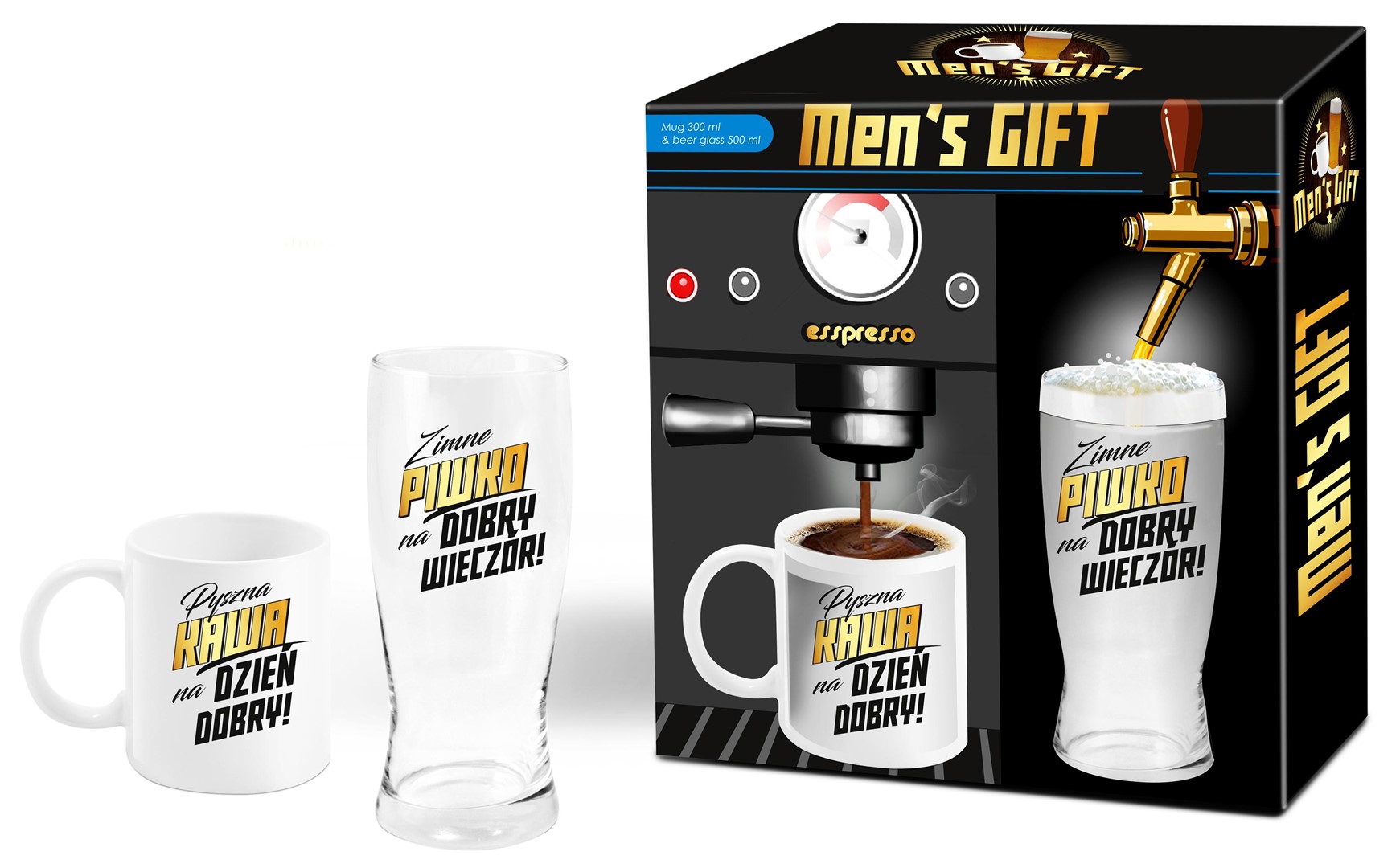 MEN GIFT KUBEK 300ml KUFEL 500ml KOMPLET 2EL