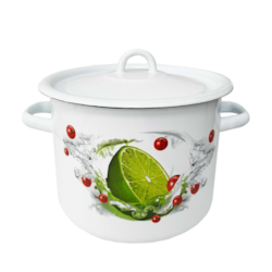 GARNEK EMALIA Z POKRYWĄ BIAŁY LIMONKA 20cm 4,5l