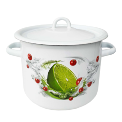 GARNEK EMALIA Z POKRYWĄ BIAŁY LIMONKA 22cm 7l