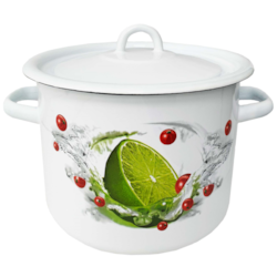 GARNEK EMALIA Z POKRYWĄ BIAŁY LIMONKA 26cm  9l