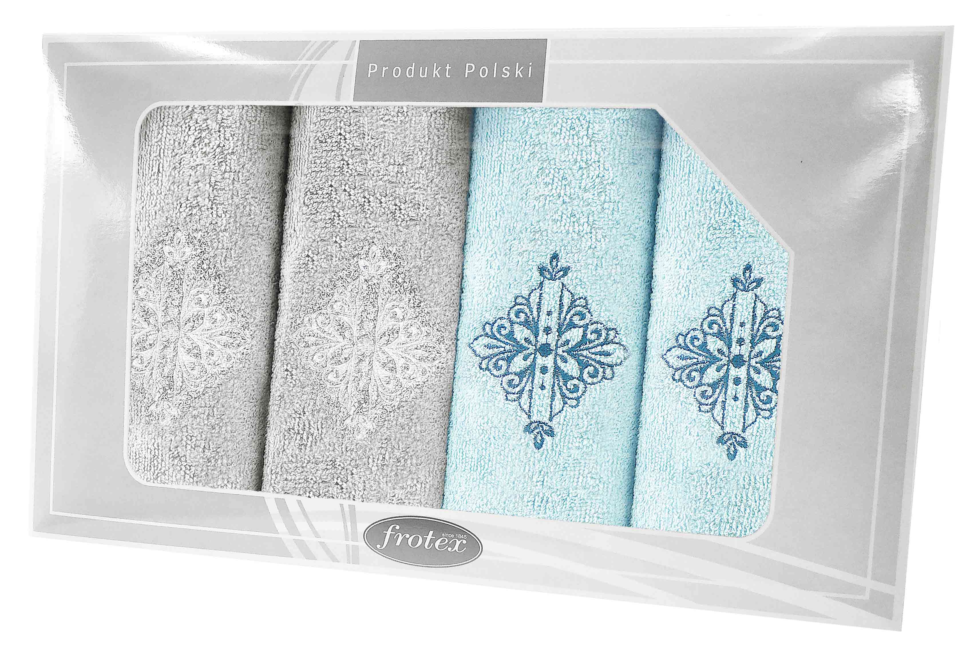 GIFT FROTEX IV KPL RĘCZNIKÓW GRENO 4EL POP/AQUA 6