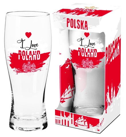 POLSKA SZKLANKA DO PIWA 500ml I LOVE POLAND