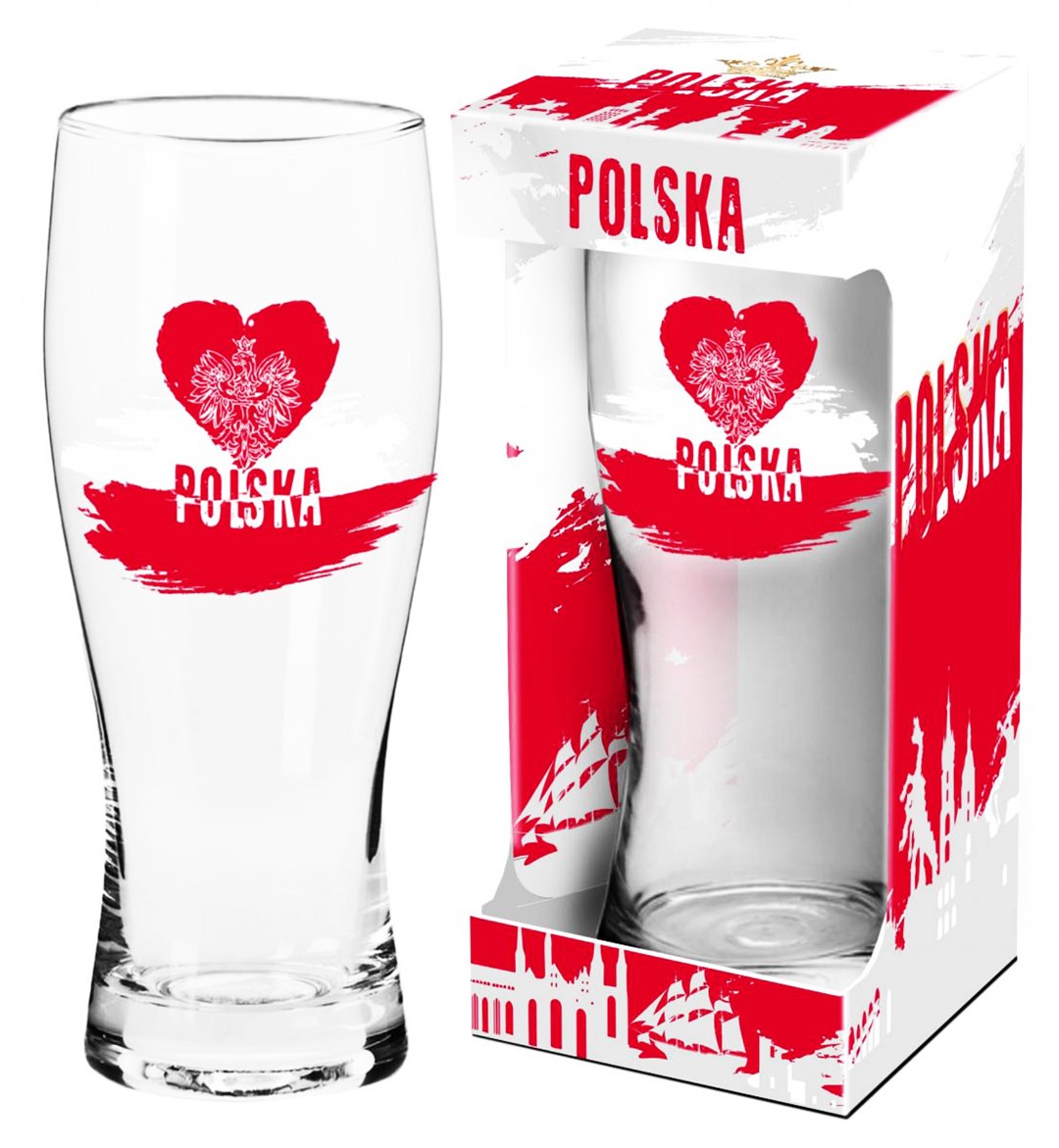 POLSKA SZKLANKA DO PIWA 500ml SERCE