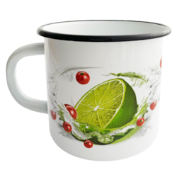 KUBEK EMALIOWANY BIAŁY LIMONKA 11,5cm 1l