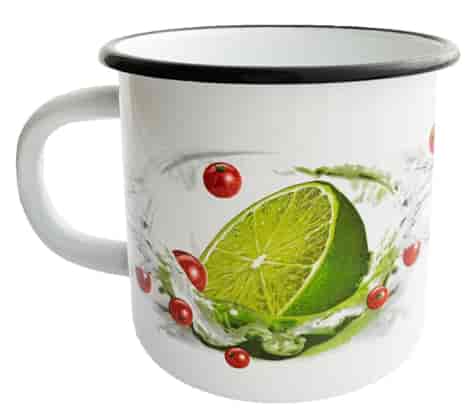 KUBEK EMALIOWANY BIAŁY LIMONKA 11,5cm 1l