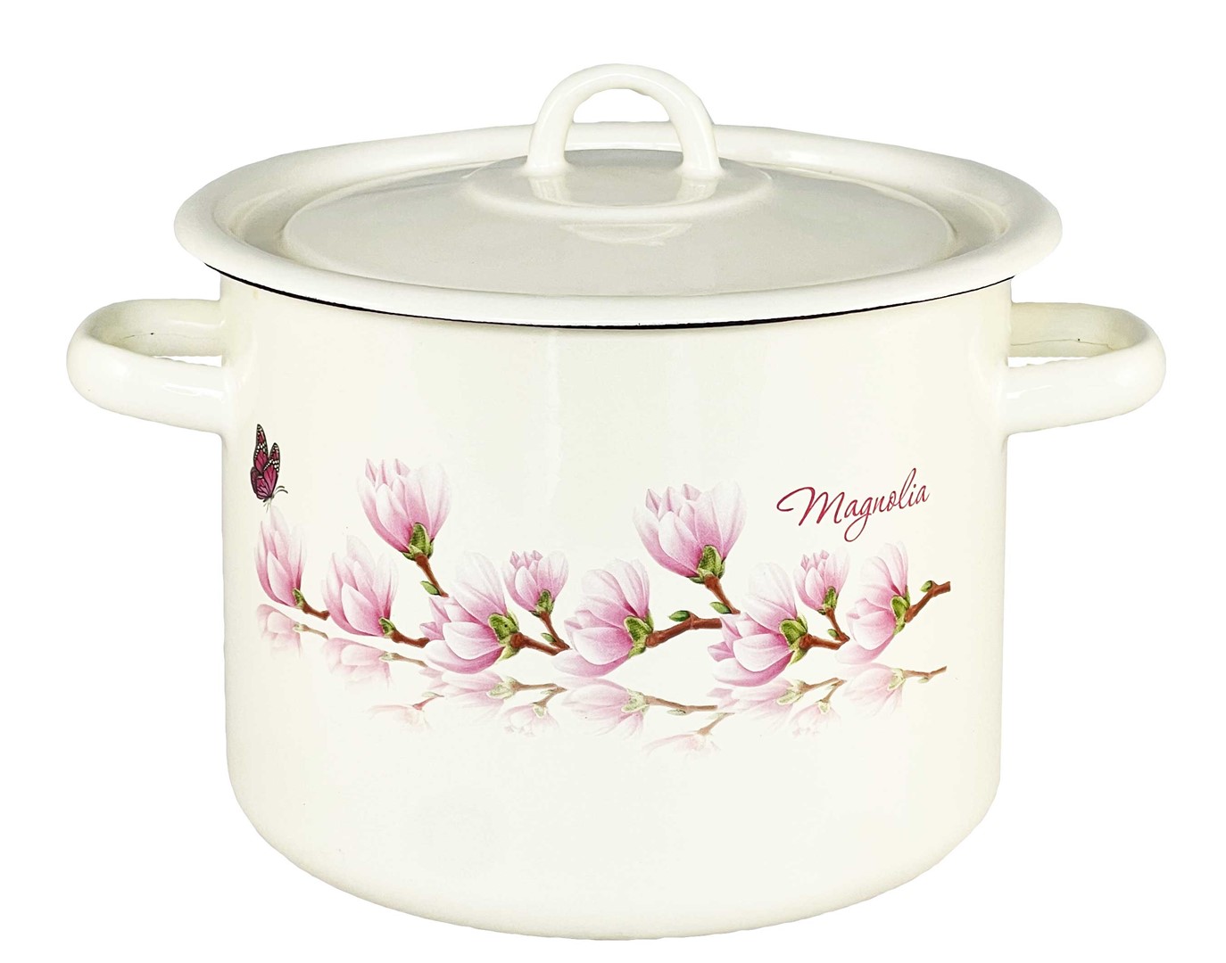 GARNEK EMALIA Z POKRYWĄ EKRI MAGNOLIA 18cm 3l