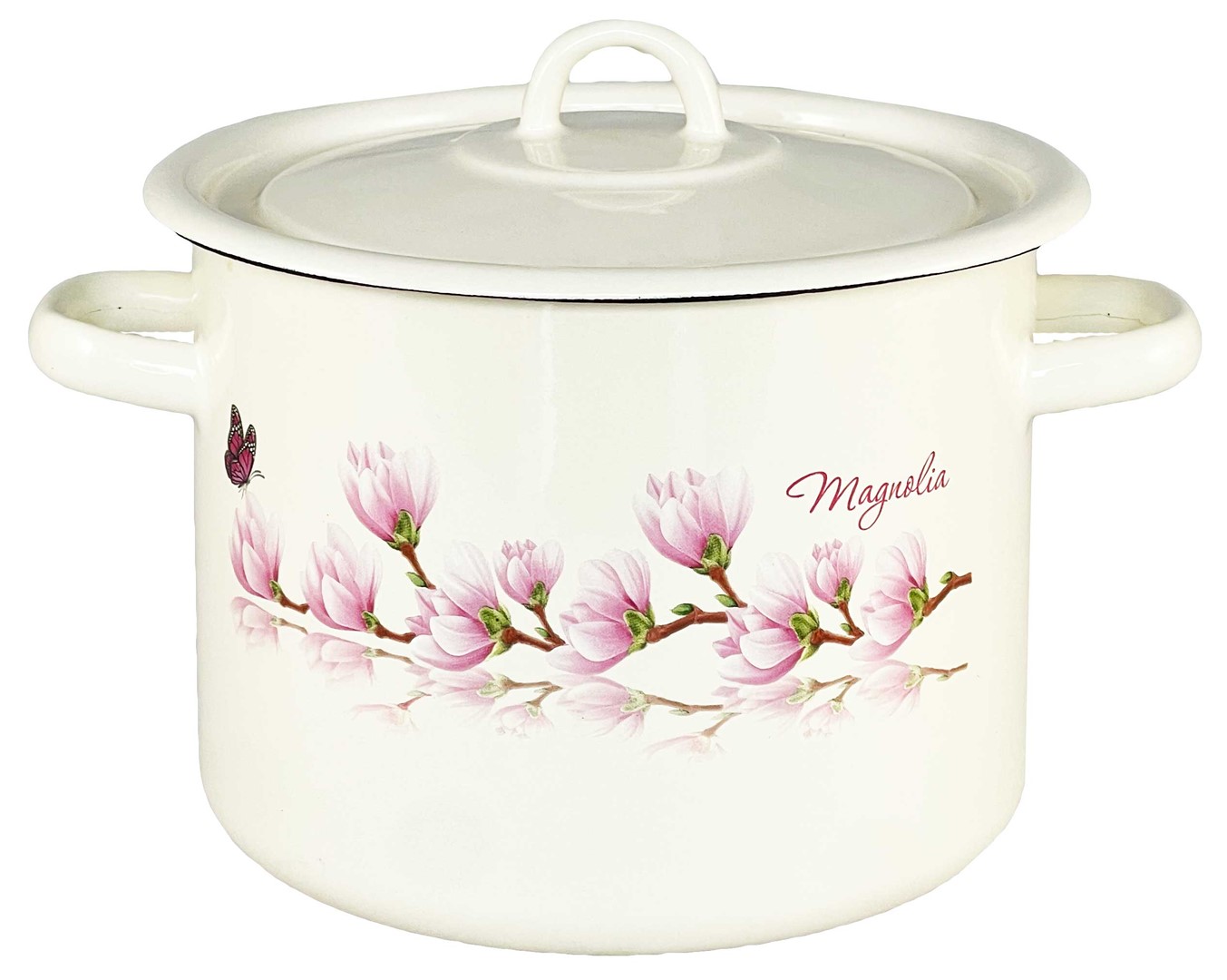 GARNEK EMALIA Z POKRYWĄ EKRI MAGNOLIA 20cm 4,5l