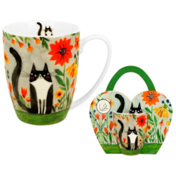 KOCI ŚWIAT ŁĄKA KUBEK 360ml + OPAK Z RĄCZKĄ