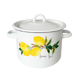 GARNEK EMALIA Z POKRYWĄ BIAŁY CYTRYNA 16cm 2l