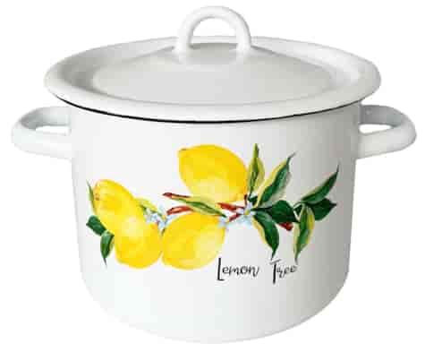 GARNEK EMALIA Z POKRYWĄ BIAŁY CYTRYNA 20cm 4,5l