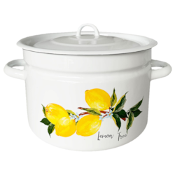 GARNEK EMALIA Z POKRYWĄ BIAŁY CYTRYNA 26cm  9l