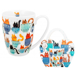 KOCI ŚWIAT FILIŻANKI KUBEK 360ml + OPAK Z RĄCZKĄ