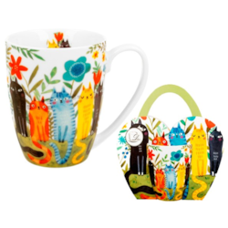 KOCI ŚWIAT OGRODOWE KUBEK 360ml + OPAK Z RĄCZKĄ