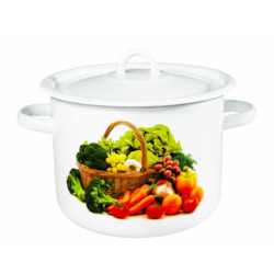 GARNEK EMALIA Z POKRYWĄ BIAŁY KOSZYK 16cm 2l