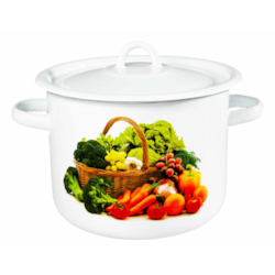 GARNEK EMALIA Z POKRYWĄ BIAŁY KOSZYK 18cm 3l