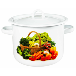 GARNEK EMALIA Z POKRYWĄ BIAŁY KOSZYK 20cm 4,5l
