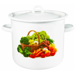GARNEK EMALIA Z POKRYWĄ BIAŁY KOSZYK 22cm 7l