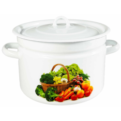 GARNEK EMALIA Z POKRYWĄ BIAŁY KOSZYK 26cm  9l