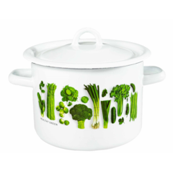 GARNEK EMALIA Z POKRYWĄ BIAŁY Z WARZYWA 18cm 3l