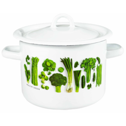 GARNEK EMALIA Z POKRYWĄ BIAŁY Z WARZYWA 20cm 4,5l