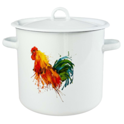 GARNEK EMALIA Z POKRYWĄ BIAŁY KOGUT 22cm 7l