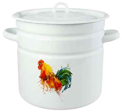 GARNEK EMALIA Z POKRYWĄ BIAŁY KOGUT 26cm 12l