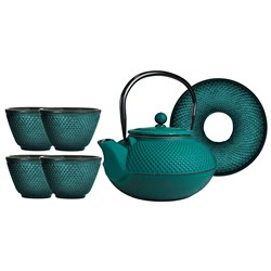 GIFT CZAJNIK ŻELIWNY Z CZARKAMI 1,5L 6EL OLIVE