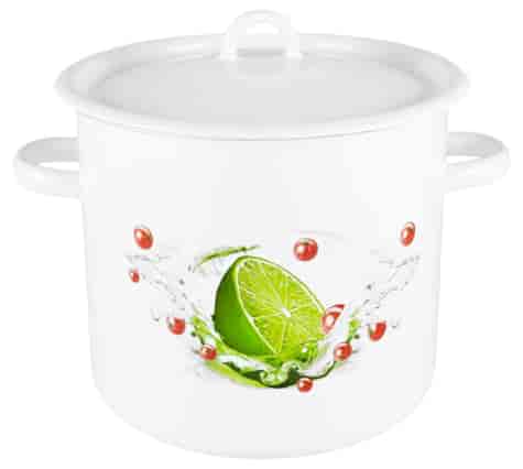 GARNEK EMALIA Z POKRYWĄ BIAŁY LIMONKA 26cm  9l