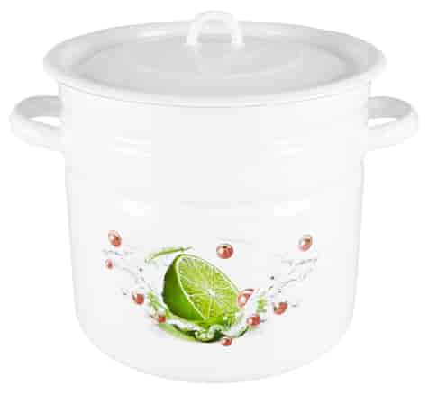 GARNEK EMALIA Z POKRYWĄ BIAŁY LIMONKA 26cm 12l