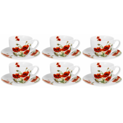 CLASSIC POPPIES KOMPLET FILIŻANEK 6+6 270ml