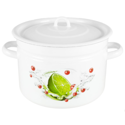 GARNEK EMALIA Z POKRYWĄ BIAŁY LIMONKA 22cm 7l