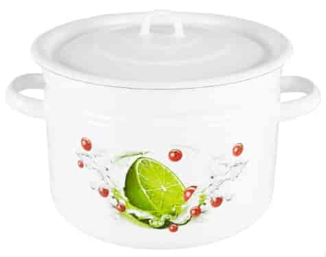 GARNEK EMALIA Z POKRYWĄ BIAŁY LIMONKA 22cm 7l