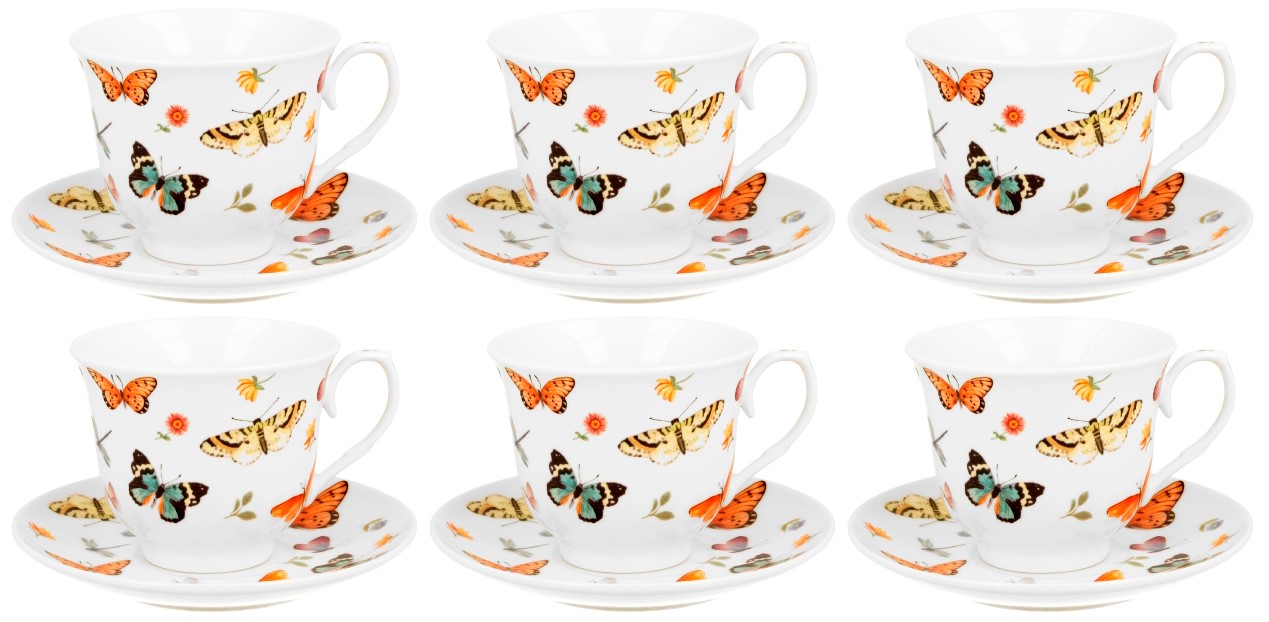 BUTTERFLIES KOMPLET FILIŻANEK 6+6 250ml
