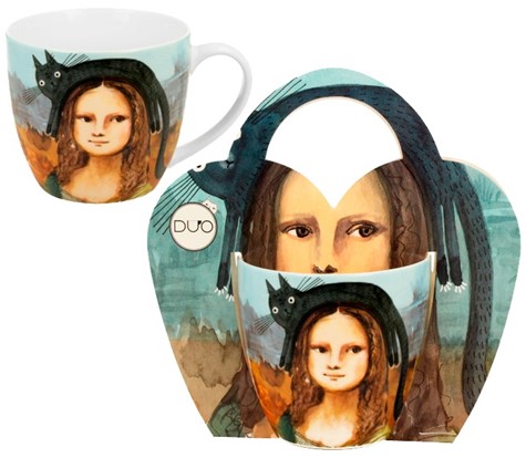 KOCI ŚWIAT MONA LISA KUBEK 460ml + OPAK Z RĄCZKĄ