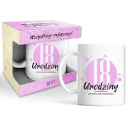 HAPPY DAY PINK KUBEK 320ml - 18 URODZINY