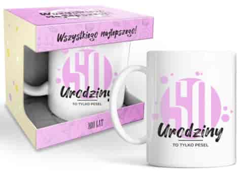 HAPPY DAY PINK KUBEK 320ml - 50 URODZINY