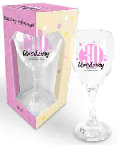 HAPPY DAY PINK KIELISZEK 220ml 30 URODZINY