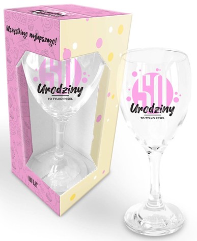 HAPPY DAY PINK KIELISZEK 220ml 50 URODZINY