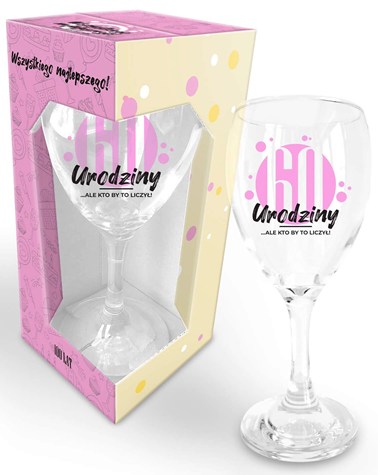 HAPPY DAY PINK KIELISZEK 220ml 60 URODZINY