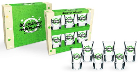 HAPPY DAY GREEN KIELISZKI KOMPLET 6SZT 35ml WSZ...