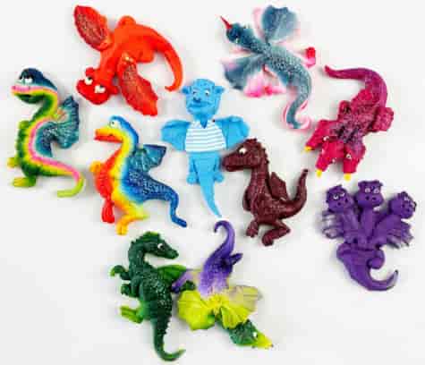 MAGNESY NA LODÓWKĘ Z MODELINY 22 10szt SMOKI