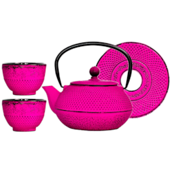 GIFT CZAJNIK ŻELIWNY Z CZARKAMI 0,8L 4EL FUCHSIA