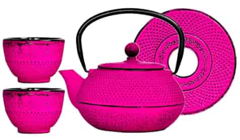 GIFT CZAJNIK ŻELIWNY Z CZARKAMI 0,8L 4EL FUCHSIA