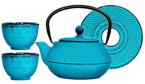 GIFT CZAJNIK ŻELIWNY Z CZARKAMI 0,8L 4EL TURQUISE