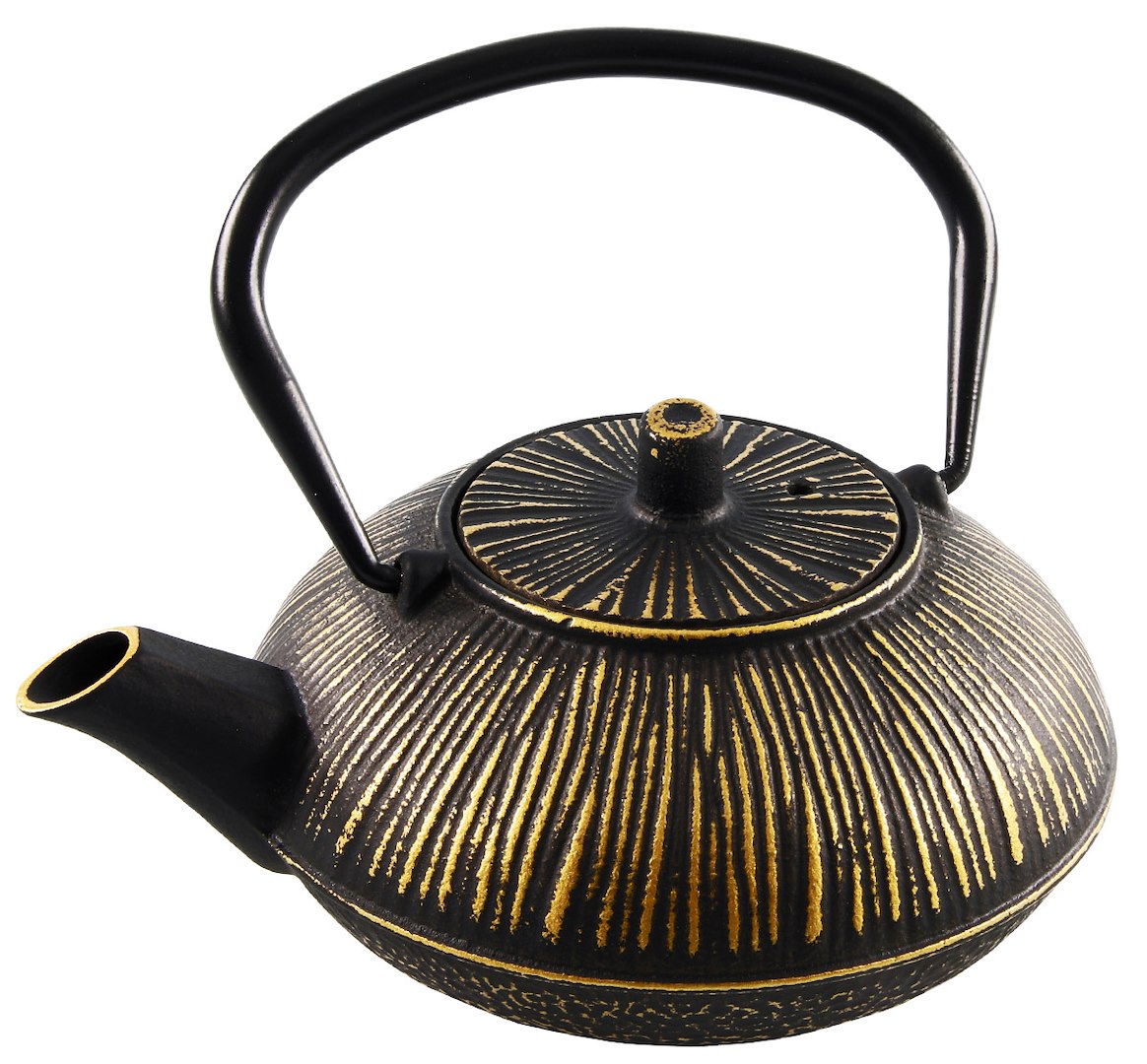 GIFT CZAJNIK ŻELIWNY Z SITKIEM 1,5L GOLD BLACK