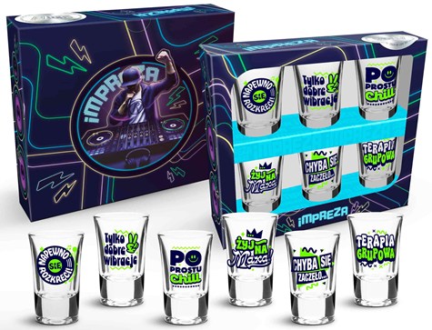 SHOT ON KIELISZKI KOMPLET 6SZT 35ml IMPREZA