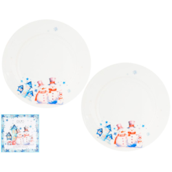 BN SNOWMAN TALERZ DESEROWY 19,2cm KOMPLET 2SZT